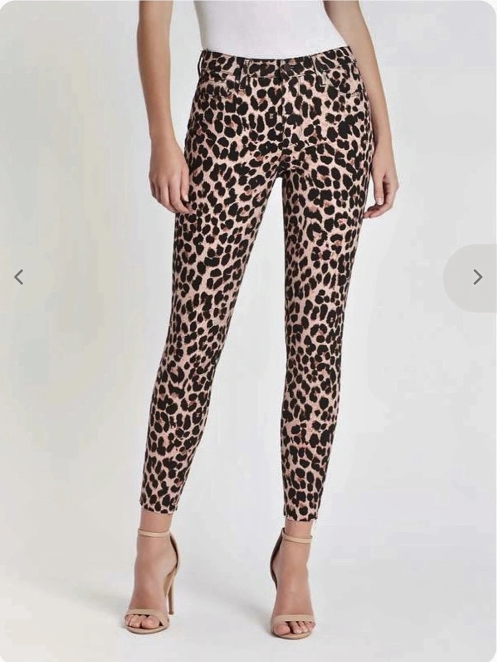 Paige Hoxton Ankle Raw Hem Jean in Pink Leopard Pink Leopard Waist 26